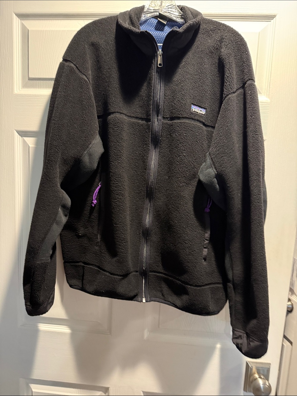 Patagonia Black Kids Full-Zip Fleece Jacket with Purple Accents